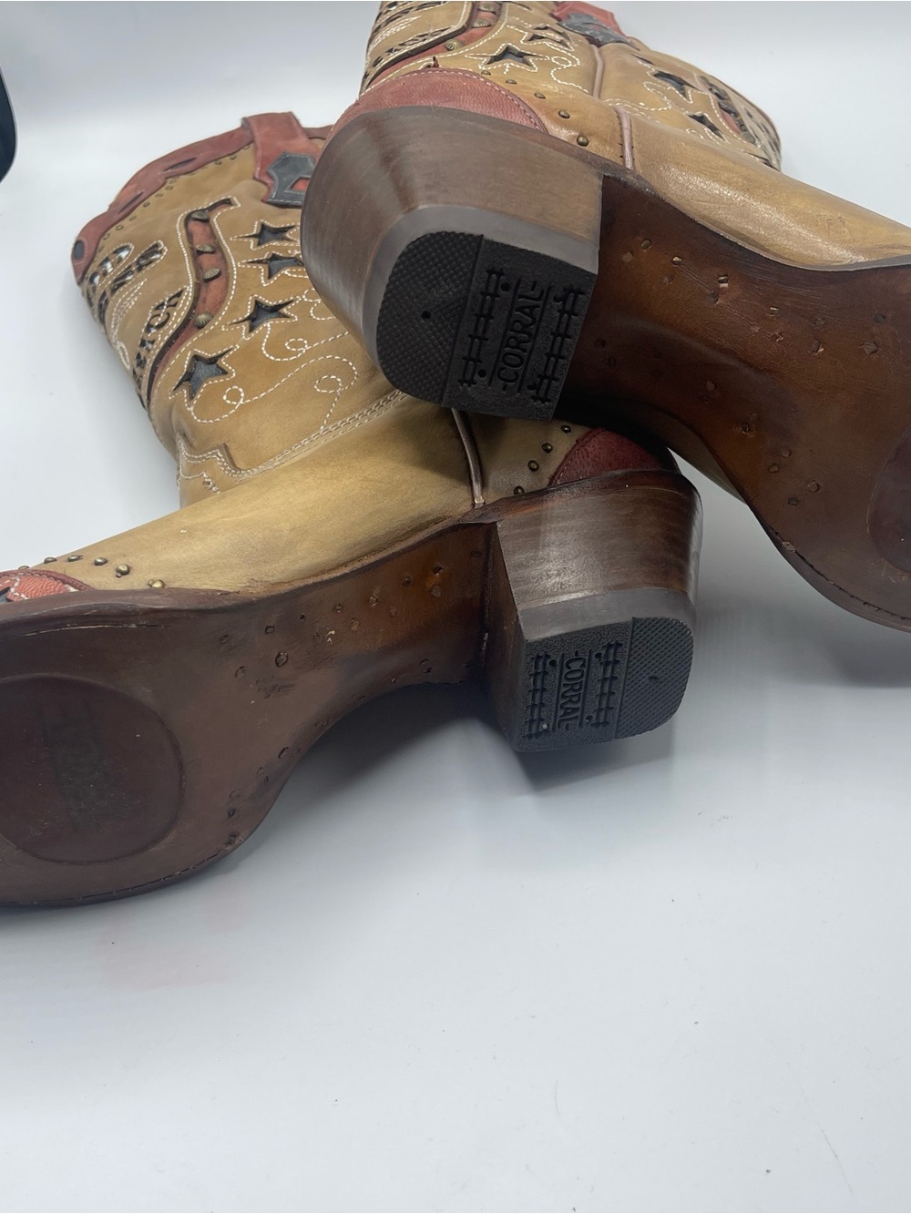 New Corral God Bless America Tan Western Boots with Star Details - Picture 4 of 6